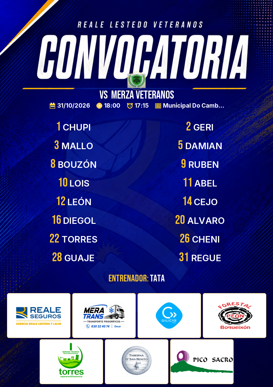 Convocatoria vs Merza Veteranos